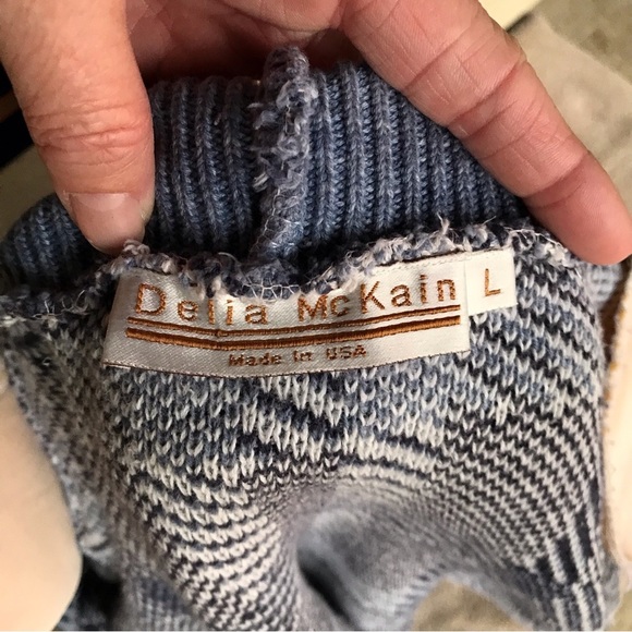 Delia McKain Blue Vintage Plaid Turtleneck Size Large - Picture 14 of 14